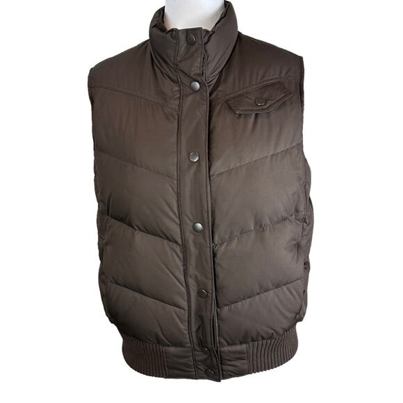 GAP Down Quilted Puffer Vest Size Medium Brown Pink - Picture 1 of 7